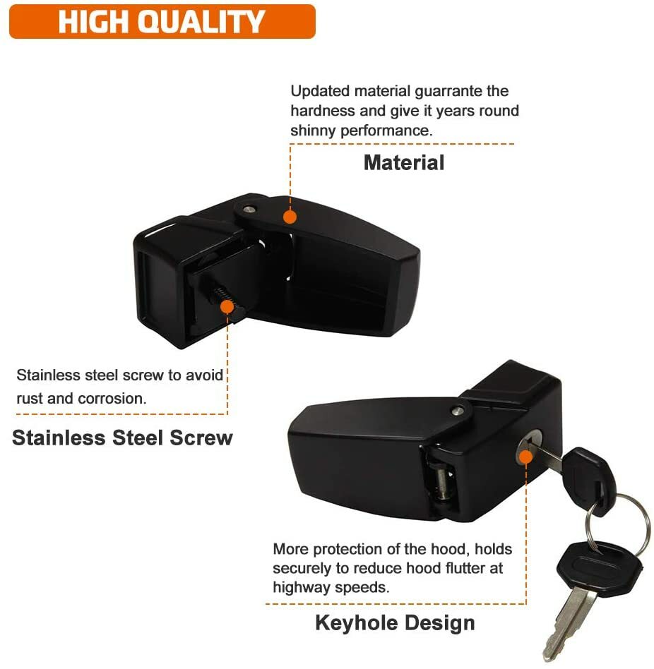 Hood Lock Catch Latches Holder Kit For 2007-2017 Jeep Wrangler JK/JKU 2/4 Door – Black