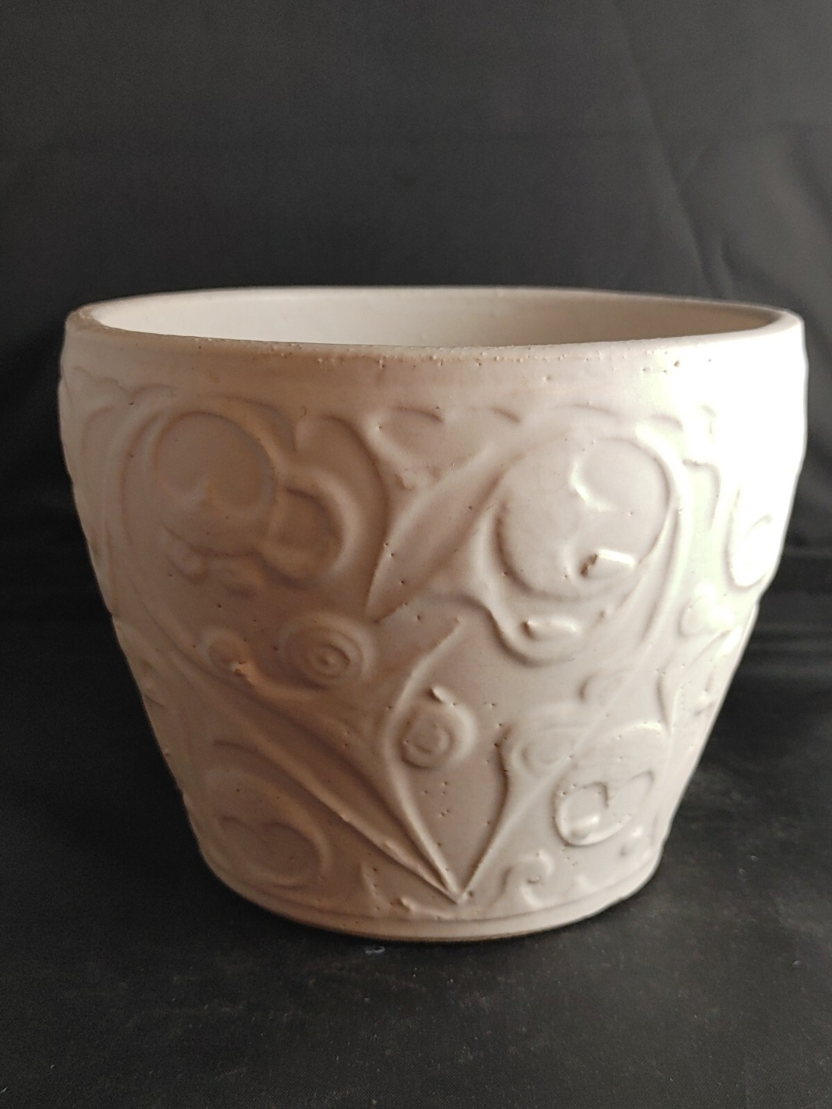 Vintage Ransbottom Roseville Pottery 1420 USA White 7" Planter Pot