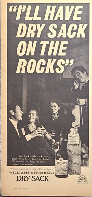 Williams & Humbert Dry Sack Sherry Wine On Rocks Couples Vintage Print Ad 1970