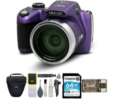 Minolta MN53Z Pro Shot 16MP HD Digital Camera with 53x Optical Zoom Purple