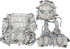 USGI MOLLE II Large Rucksack &amp; 3 Day &amp; Loaded FLC COMBO ACU Army Military Ruck