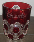 Red Ruby Flash Punch Cups Souvenir Glass Challis Johnstown, PA Confectioners — photo 3