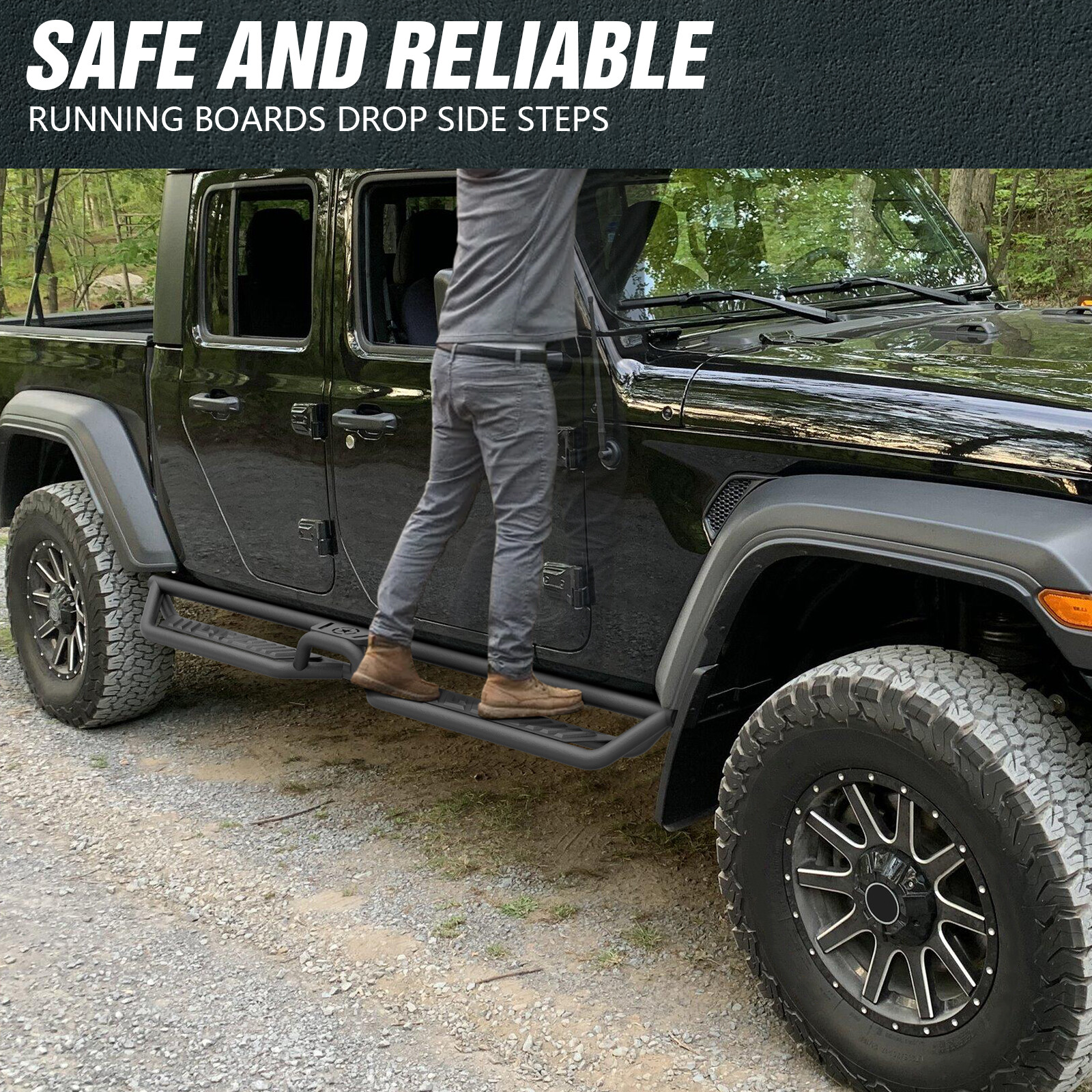 Running Boards Nerf Bars Step Plates For 2020-2025 Jeep Gladiator JT 4Doors