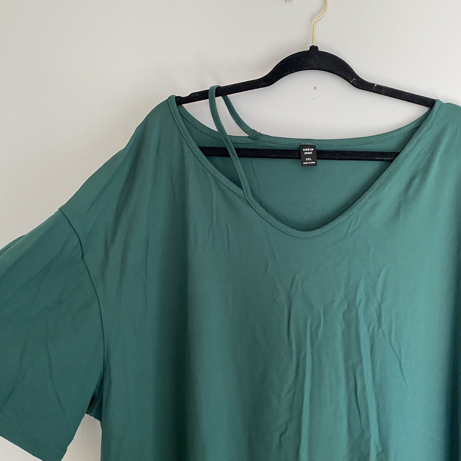 Shein Green Plus Drop Shoulder Solid T-Shirt - image 3