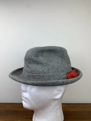Vintage Dobbs Fifth Avenue New York Wool Gray Fedora Hat Mens Size 7 Feather - Image 1 of 4
