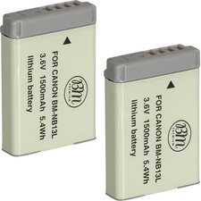 BM 2 PACK of NB-13L Batteries for Canon G1 X Mark III, G5 X, G7 X, G7 X Mark II