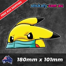 Pikachu Masked Sticker Funny Laptop Car Window Bumper JDM decal 4wd pokemon