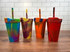 16oz silicone drink cup with lid and straw