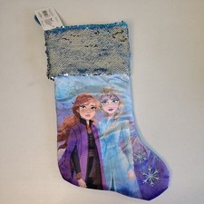 Frozen 2 II Elsa Anna Disney Christmas Stocking Sequins New Tag Snowflake 