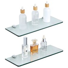 Floating Glass Shelves for Bathroom Tempered Glass Shelf for Wall 15 x 5 Inch...