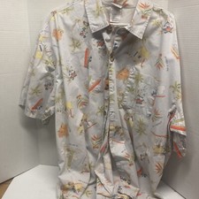 VTG Disney Store Mickey Mouse Goofy Surfing Hawaiian Shirt Men's Size 2XL