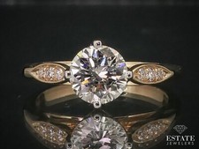 NEW 14k Yellow Gold Round 1.07ct Natural Diamond Engagement Ring i12456