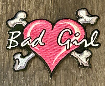 #0495  BAD GIRL HEART BONE:    M/C Vest Patch     Free S&H AVAILABLE