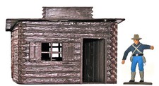 Marx Recast 54mm 2-piece Western Cabin - hard plastic - 60mm figure for scale