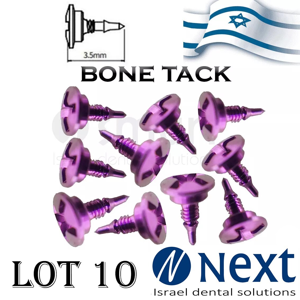 Lot X 10 Titanium Bone Tack Pins 5 Mm + 1 Case - Foto 3