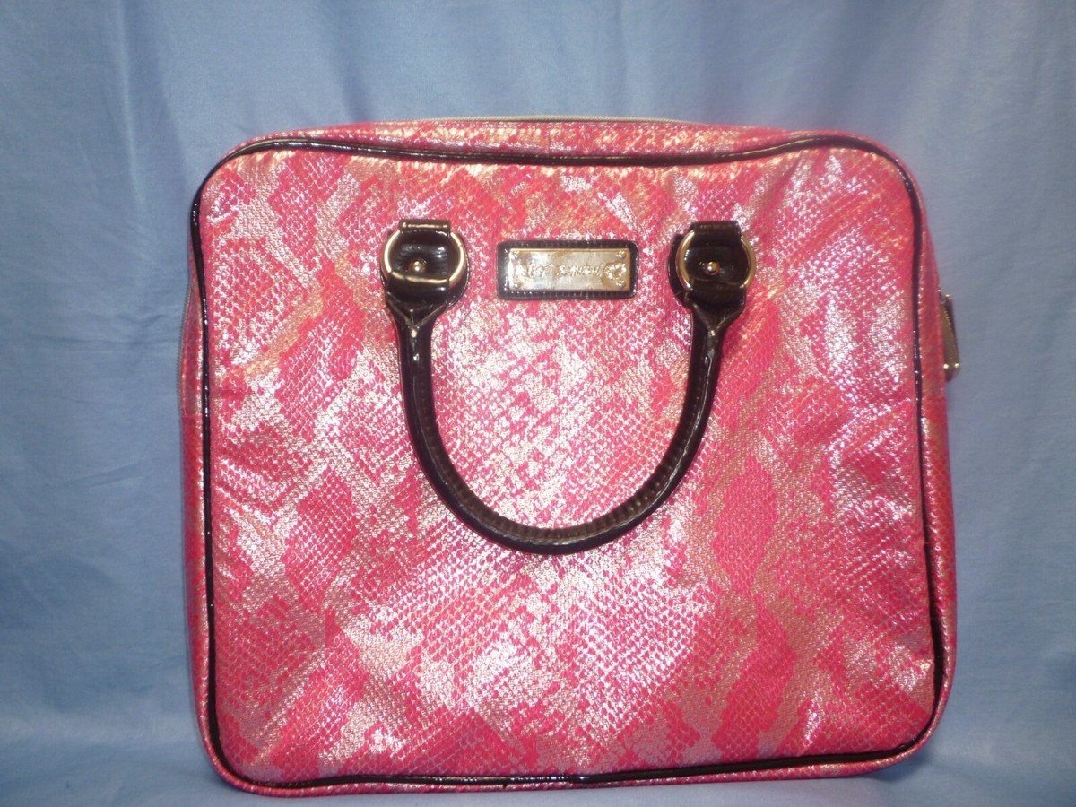 Betsey Johnson Laptop Case Bag Pink Silver Animal Print