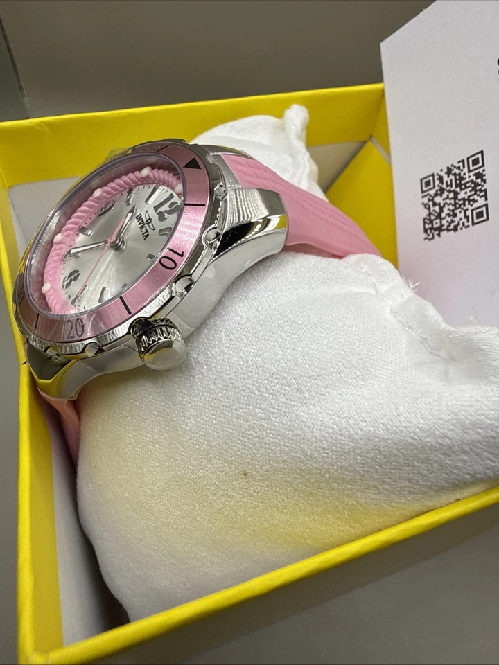Reloj Invicta Mujer 38MM Ángel Cuadrante Plateado y Rosa Correa Silicona Cuarzo 17480 Foto 4 de 4