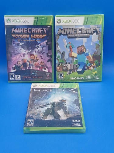 Minecraft Xbox 360 Minecraft (Case Cracked) Halo 4 (Tears), Story Mode (Tears)..