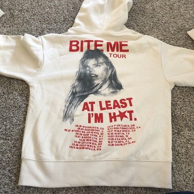 Official 2025 Renee Rapp Bite Me Tour Zip Up Hoodie Stars Cream Small