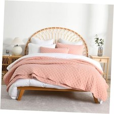 Reversible Bedspread Quilt Bedding Queen 90by98 inch Pink Embossed Pattern