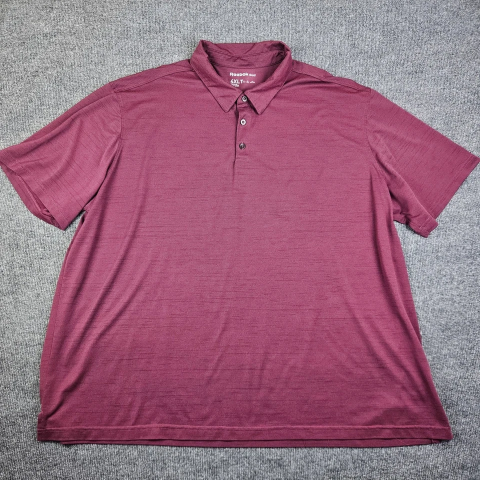 Polo de golf Reebok para hombre 4XLT alto rojo manga corta rendimiento elástico Foto 2 de 4