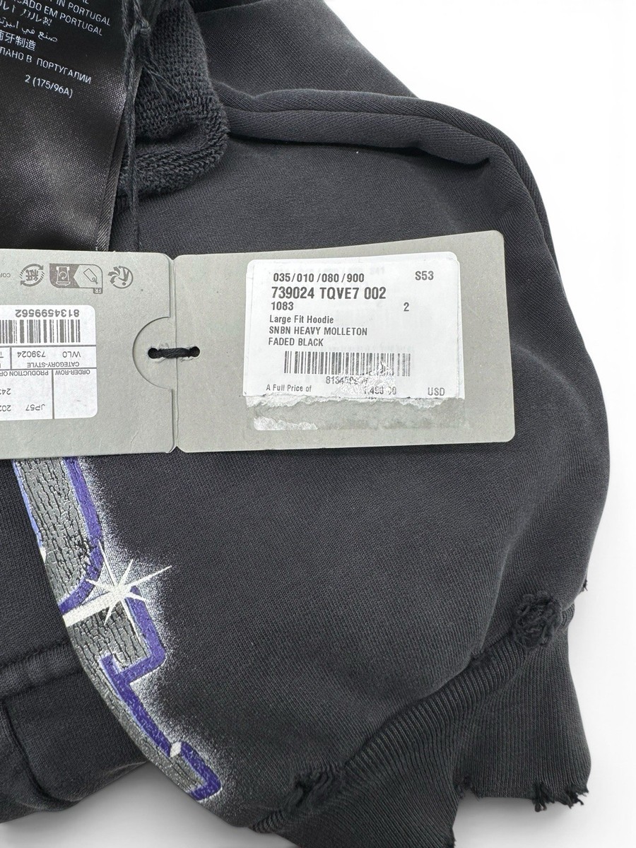 Balenciaga SNBN See Now Buy Now Faded Black Oversized Hoodie Size