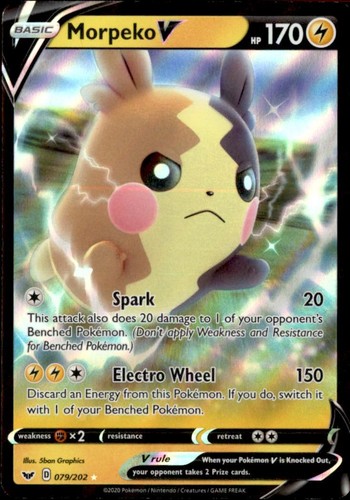 Morpeko V 079/202 Holo V Rare Sword & Shield Pokemon Near Mint