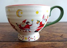 CATH KIDSTON London CHRISTMAS HUG Mug SANTA ELVES LG 11.5 oz Footed CUP