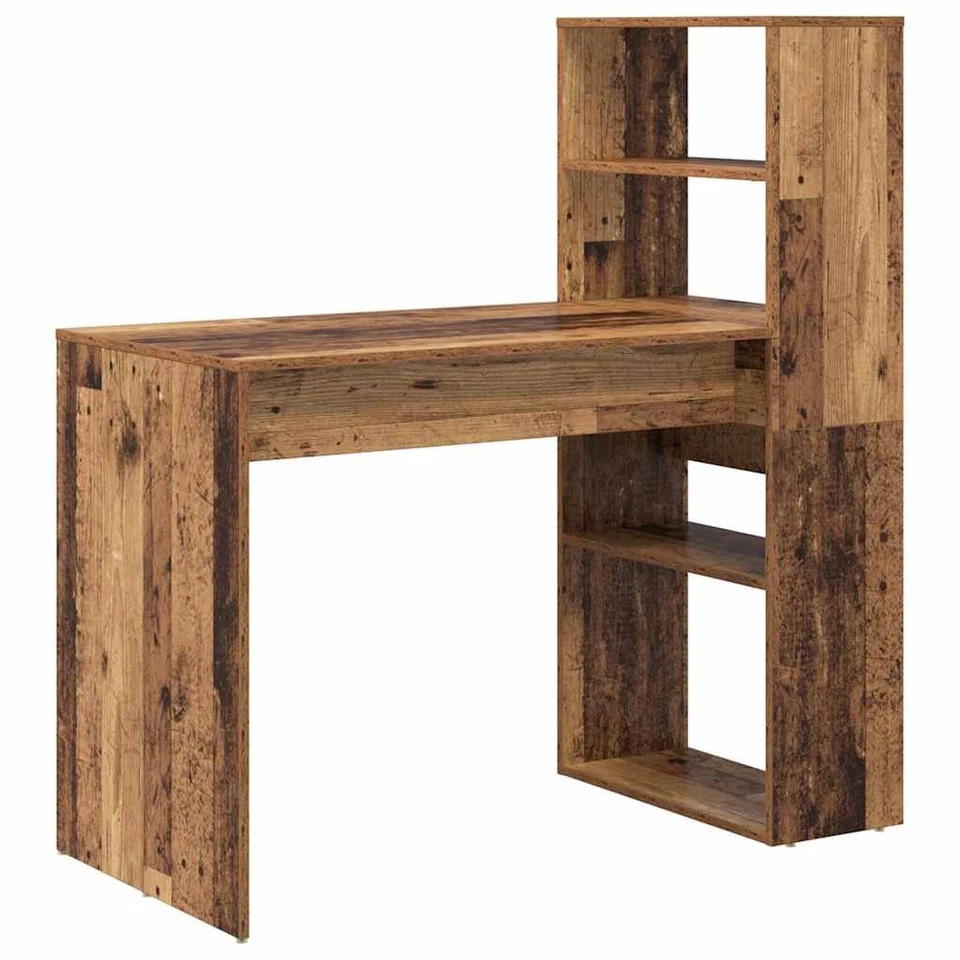 Schreibtisch Mit Stauraum Alter Holz 113x54x120 Cm Spanplatte - Bild 2 von 4