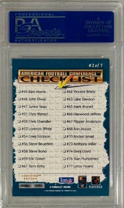 Lista de verificación certificada Select 1995 John Elway PSA 10 Foto 2 de 2