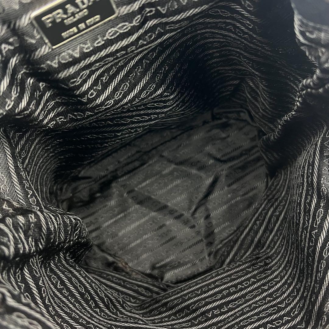 PRADA Triangle Logo Leather Backpack Black 632 from japan thumbnail 8