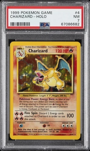 1999 POKEMON BASE SET UNLIMITED #4 CHARIZARD-HOLO PSA 7