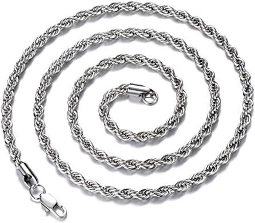 Stainless Steel Chain 925 Silver Rope Chains 3-5Mm Twist Rope Necklace ...