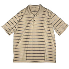 Golden Bear Performance Beige Striped Short Sleeve Golf Polo Size XL 3305