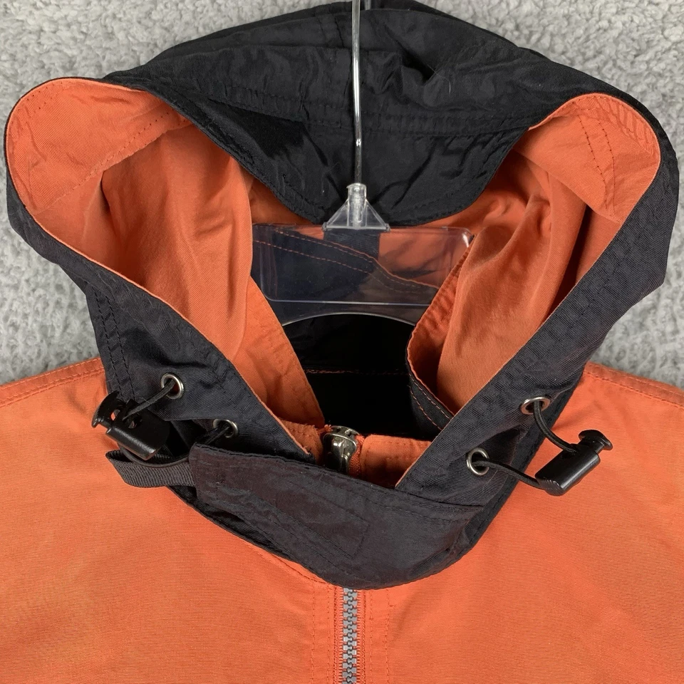 Vintage JNCO Flame Head Jacket Mens L Orange 1/2 Zip Hooded Pullover Patch RARE - Image 3 of 4