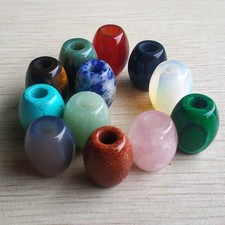 12pcs/lot mix natural stone  barrel shape big hole beads charms for bracelet