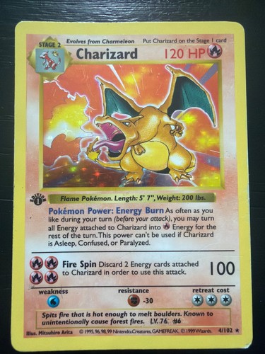 1st Edition Charizard 4/102 Base Set Holo Rare Pokemon Card