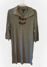 Lauren Ralph Lauren Toggle Button Walden Taupe Knit Gray Dress Size XL