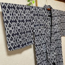Boro Used Japanese Old Cloth Japan Women's Yukata Navy Blue And White Summer