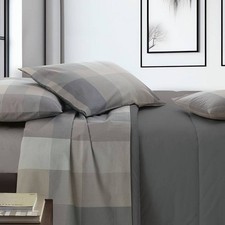 Completo lenzuola in puro cotone GABEL LIAM geometrico greige