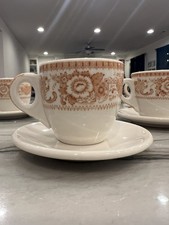 Scammell's Trenton Espresso Cup & Saucer Six-Piece Set Brown Floral China