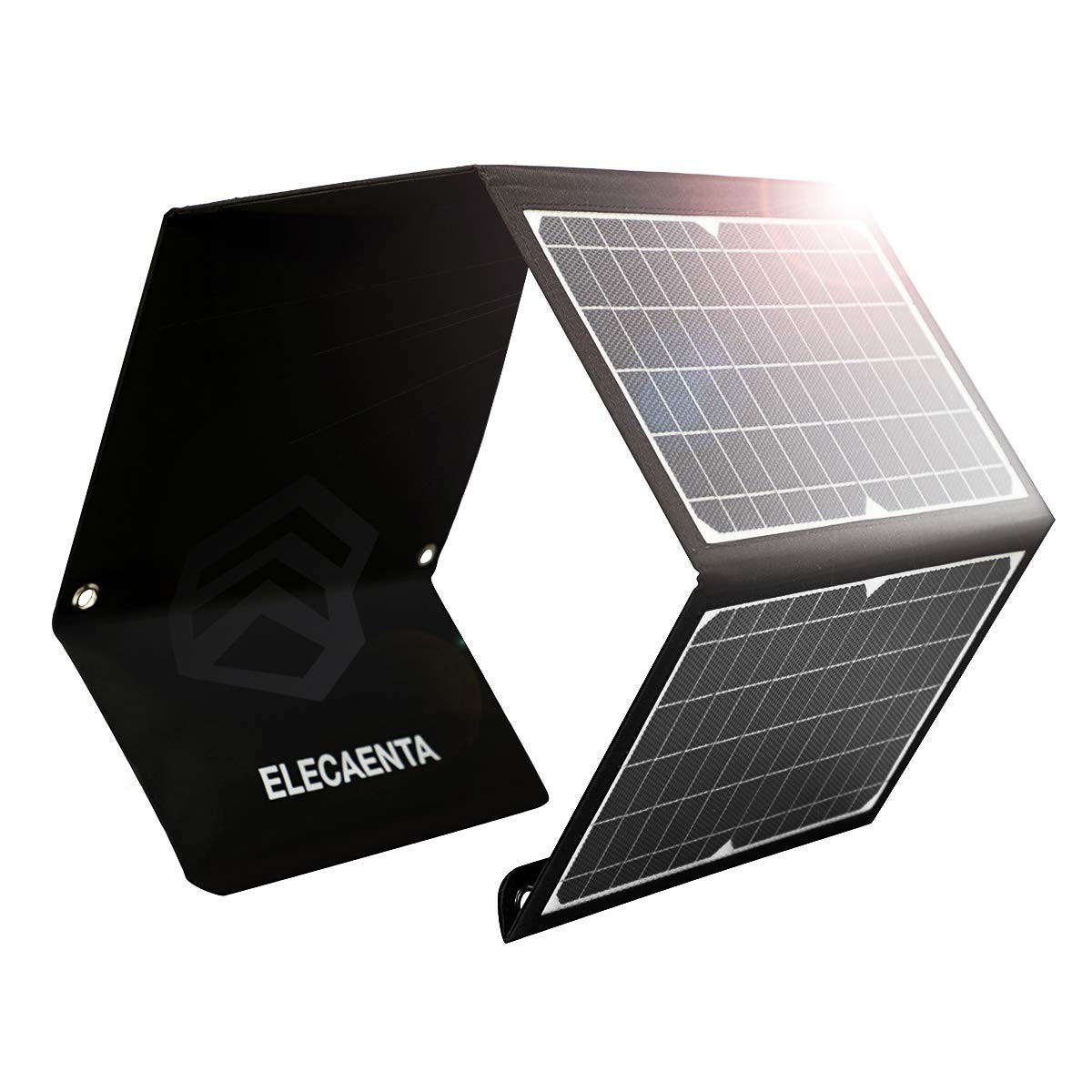 ELECAENTA 30W ETFE Foldable Solar Charger 3 USB Ports USB-C PD18W 30W, Black