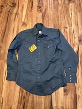 Wrangler Men s Western Snap Button Shirt Navy Blue Long Sleeve NWT Medium