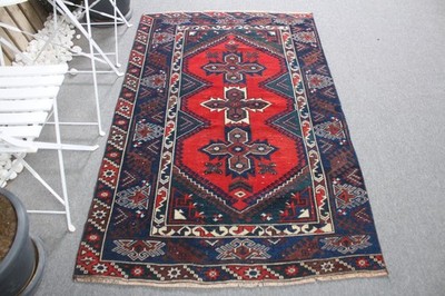 Turkish Vintage Rug, 3,8x5,7 ft Rug, Red Oriental Wool Rug