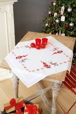 Vervaco Stickset Tischdecke Weihnachtselfen