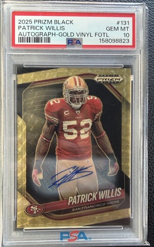 2025 Prizm Black NFL Patrick Willis Gold Vinyl Auto PSA 10 Pop 1