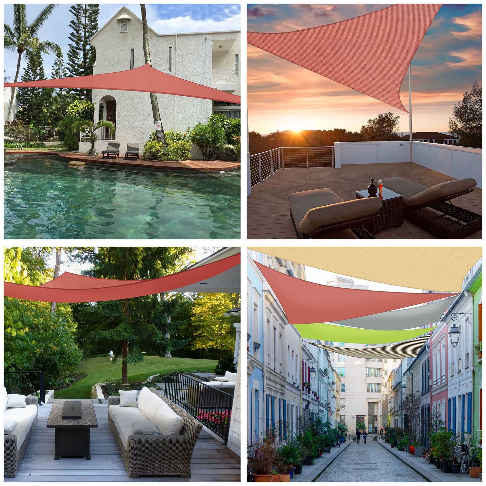 11Ft 97% UV Block Triangle Sun Shade Sail Canopy Outdoor Patio Pool Deck Red