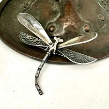 Old Mexico Sterling Silver 925 Dragonfly Native Style Tribal Pin Brooch