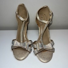 Women's Gold Glitter Sparkle Shiny High Heels New w/ Flaws