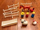 VINTAGE LITTLE PEOPLE-FARM and ANIMALS LOT  OF 12 PIECES TOTAL /  HONG KONG